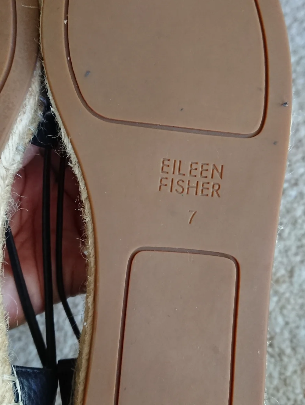 Eileen Fisher Lee d'Orsay Black Leather Espadrille Flats size 7